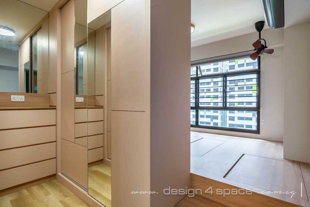 Contemporary Bedroom with Platform Bed and Mirror