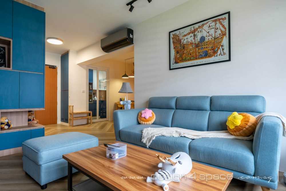 Contemporary Living Room with Sofa and Dining Table