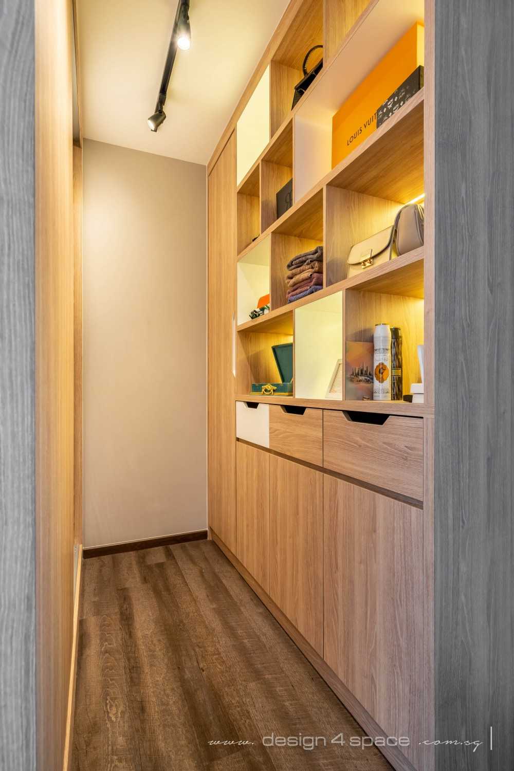 Industrial Bedroom with Wood Flooring and Wardrobe