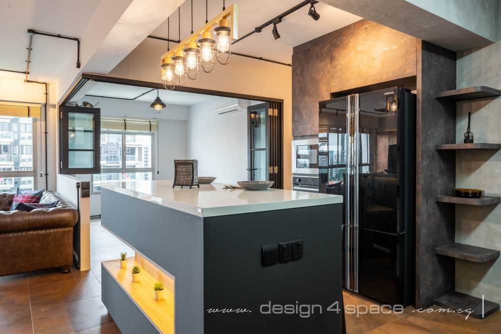 Industrial Kitchen with Kitchen Island and Open Kitchen
