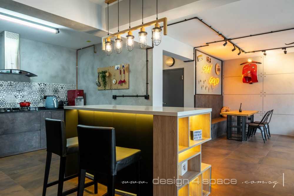Industrial Kitchen with Kitchen Window and Kitchen Island