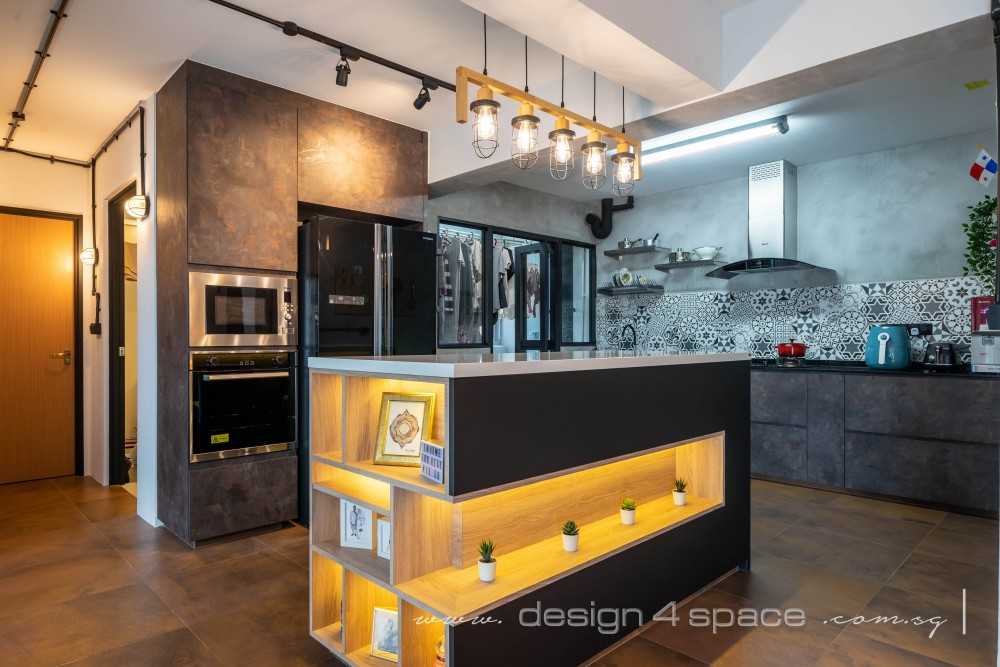 Industrial Kitchen with Kitchen Window and Kitchen Island