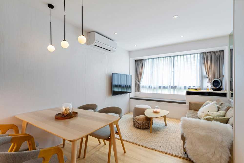 Minimalist Living Room with Vinyl Flooring and TV Console
