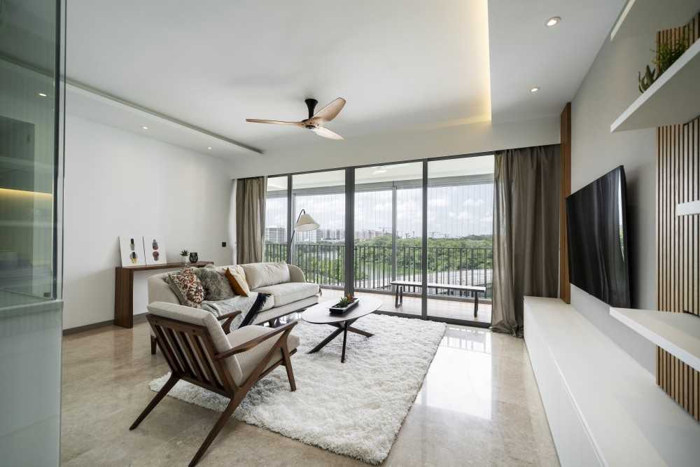 Contemporary Balcony with Window Seat and Window Shutters