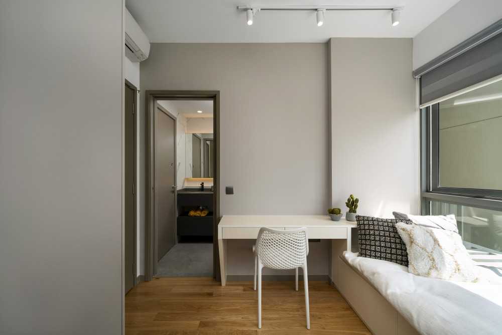 Contemporary Bedroom with Vinyl Flooring and Wood Flooring