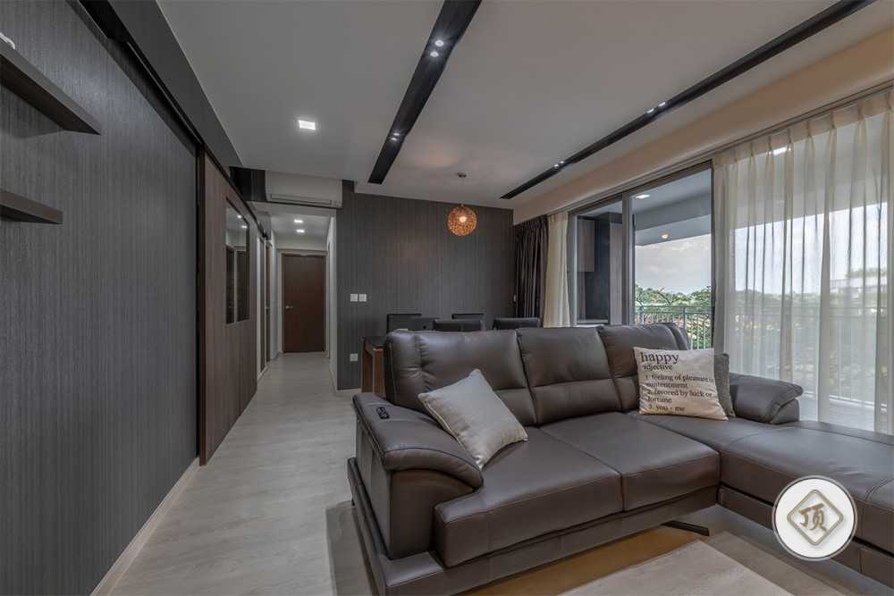 Contemporary Living Room with Vinyl Flooring and TV Console