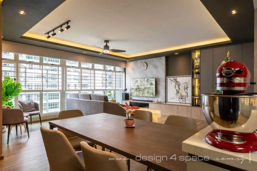 Modern Living Room with TV Console and Feature Wall