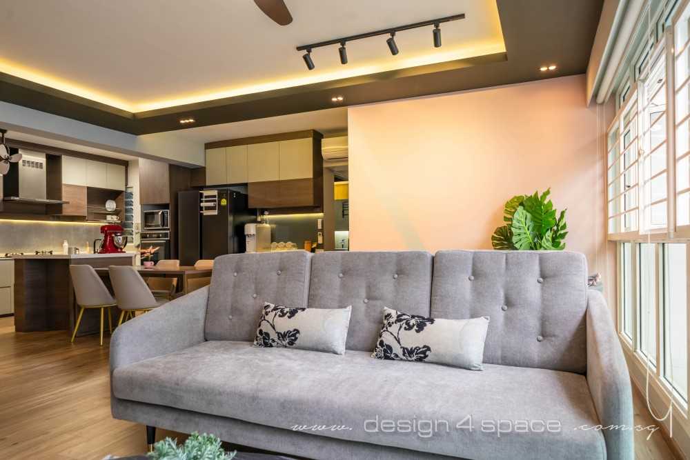 Modern Living Room with Vinyl Flooring and Sofa