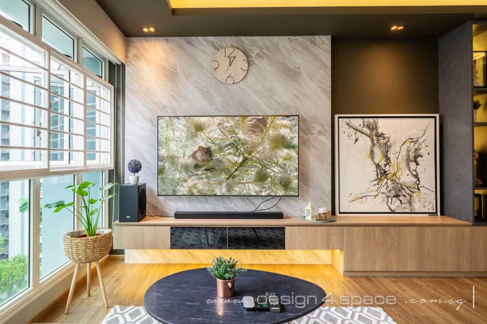 Modern Living Room with Vinyl Flooring and Feature Wall