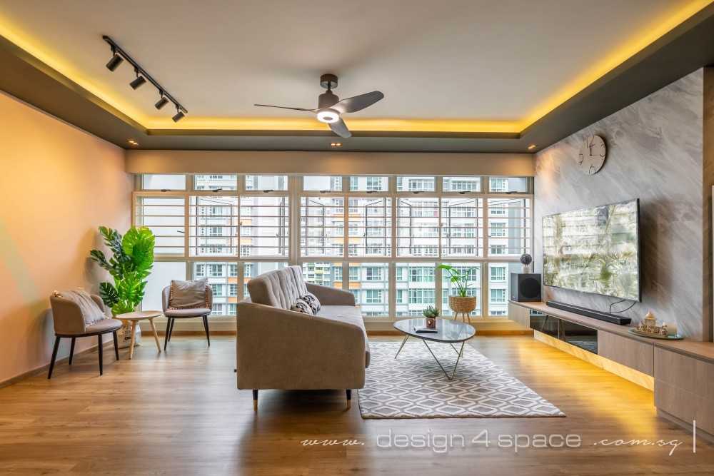 Modern Living Room with Vinyl Flooring and Feature Wall
