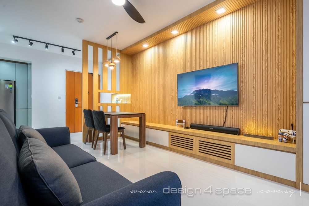 Contemporary Living Room with Feature Wall and Ceiling Light