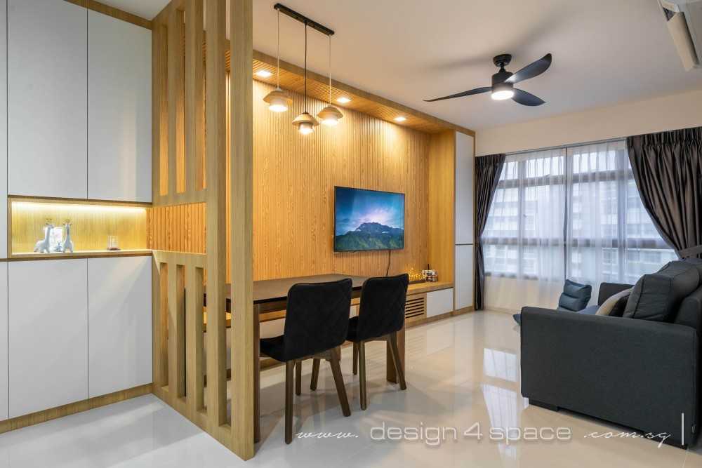 Contemporary Living Room with Feature Wall and Drop Light