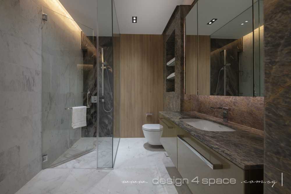 Modern Bathroom with Homogeneous Tiles and Mirror