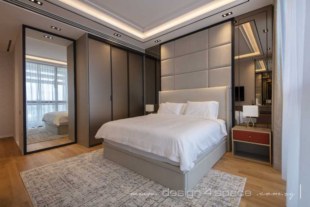 Modern Bedroom with Vinyl Flooring and Mirror