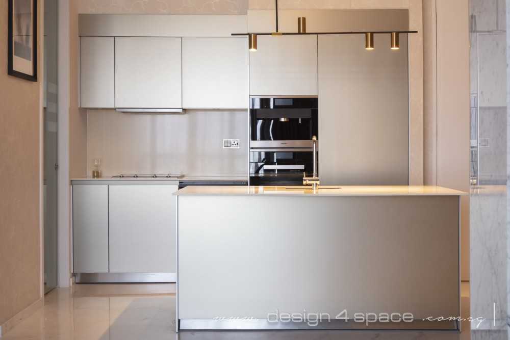 Modern Kitchen with Marble Floor and Kitchen Accessories