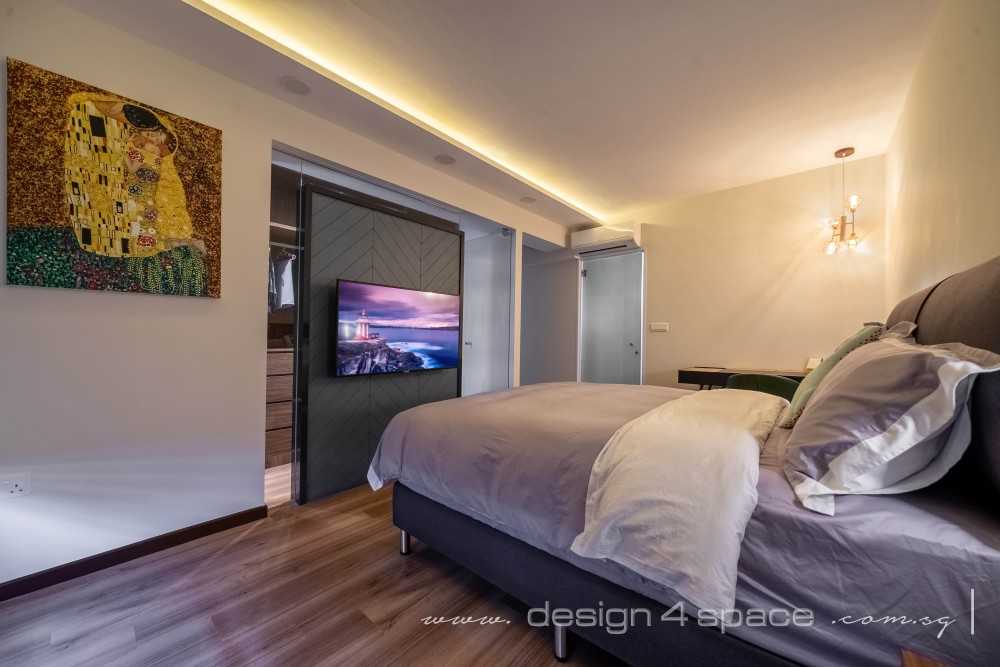 Modern Bedroom with Feature Wall and Cove Lighting
