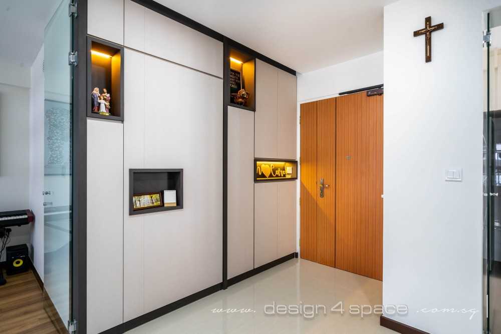 Modern Living Room with Homogeneous Tiles and Feature Wall
