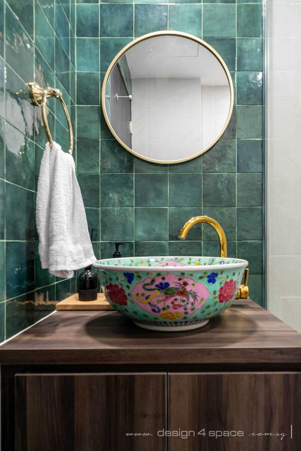 Asian Bathroom with Mirror and Shower Screen