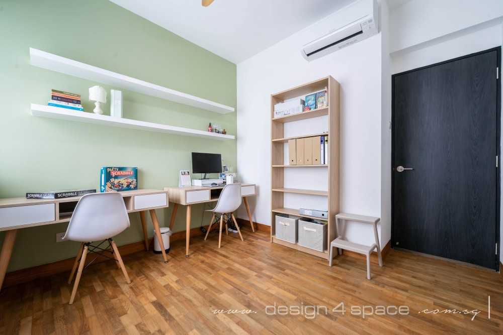 Asian Home Office with Bookshelf and Desk