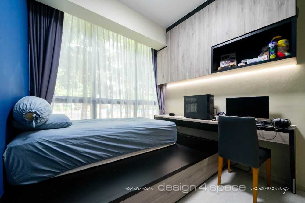 Modern Kids Room with Bookshelf and Platform Bed