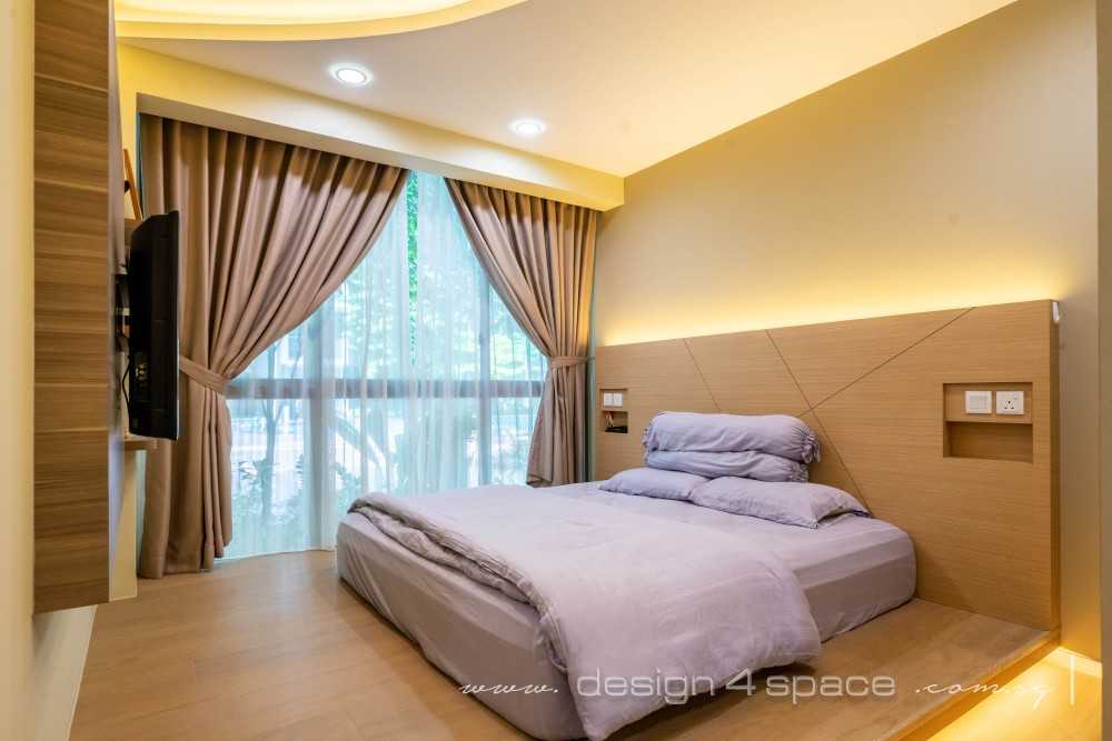 Modern Bedroom with Platform Bed and Vinyl Flooring