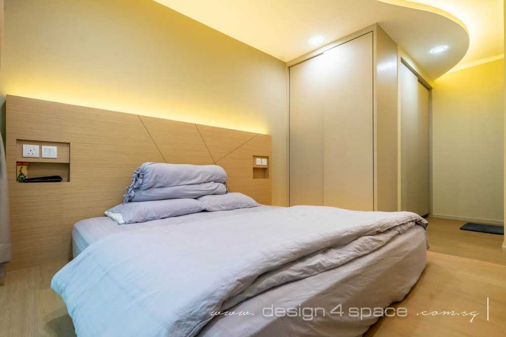 Modern Bedroom with Platform Bed and Vinyl Flooring