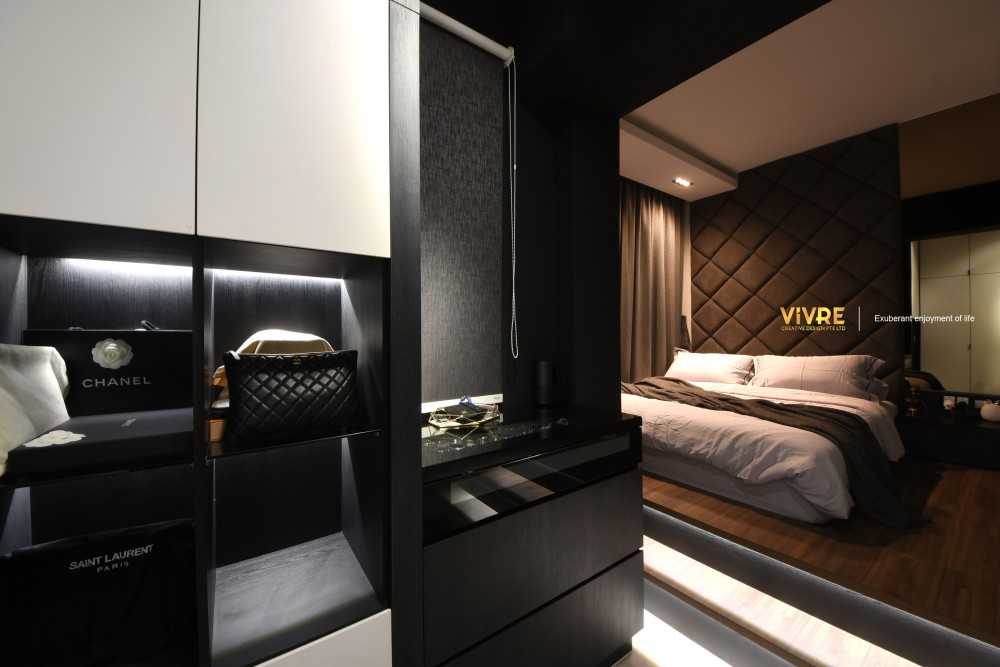 Modern Bedroom with Platform Bed and Vinyl Flooring
