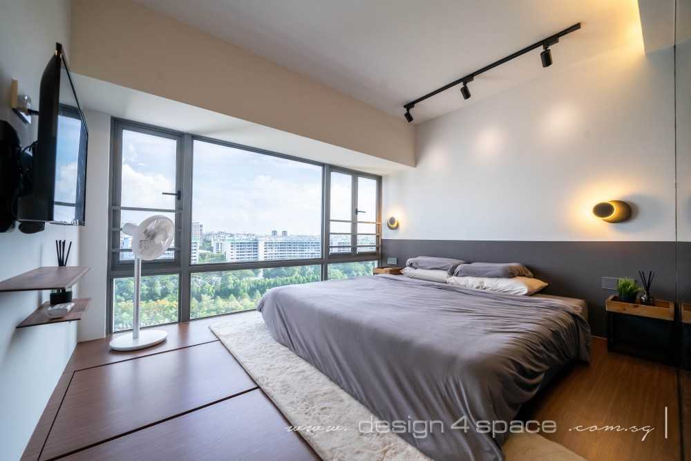 Modern Bedroom with Platform Bed and Vinyl Flooring