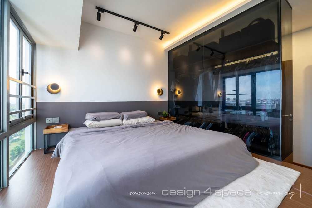 Modern Bedroom with Platform Bed and Vinyl Flooring