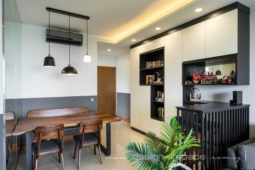 Modern Dining Room with Drop Light and Dining Table