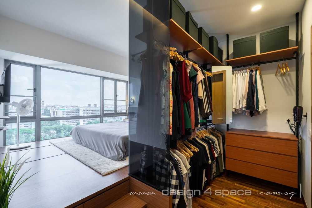Modern Bedroom with Platform Bed and Vinyl Flooring