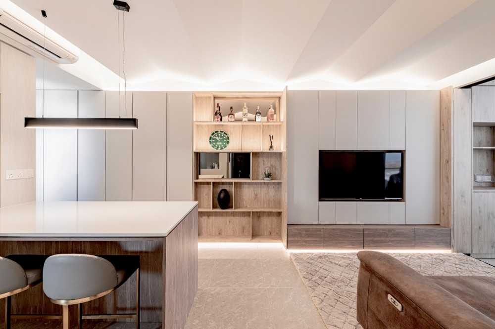 Modern Living Room with TV Console and Feature Wall