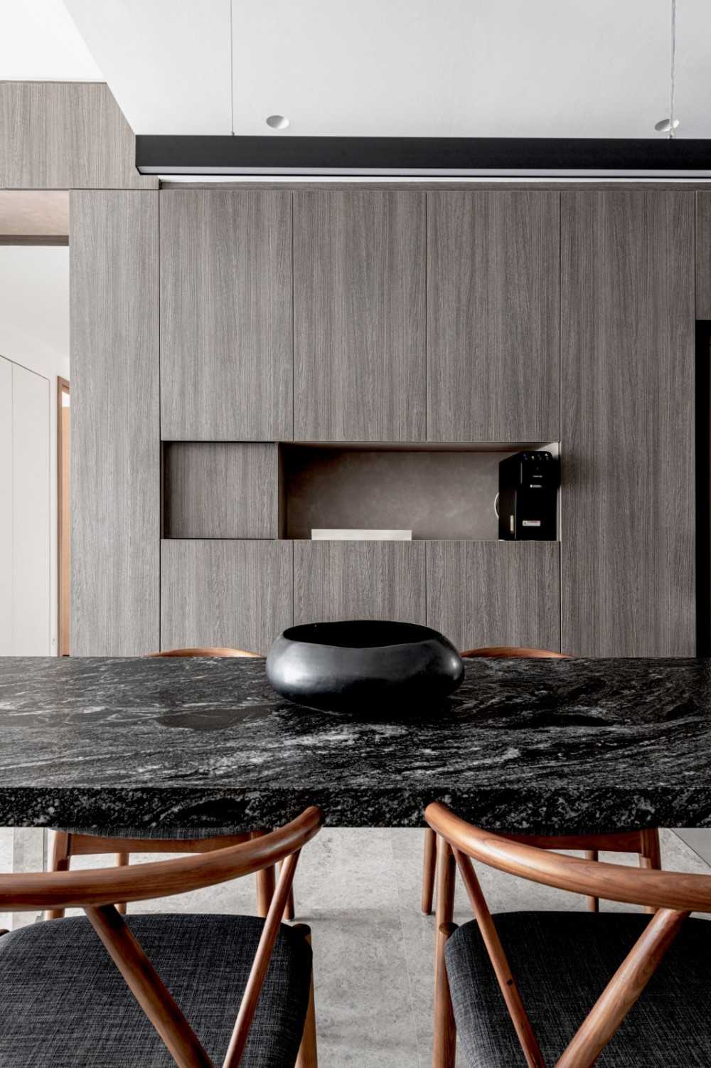 Modern Dining Room with Dining Table and Storage Cabinets