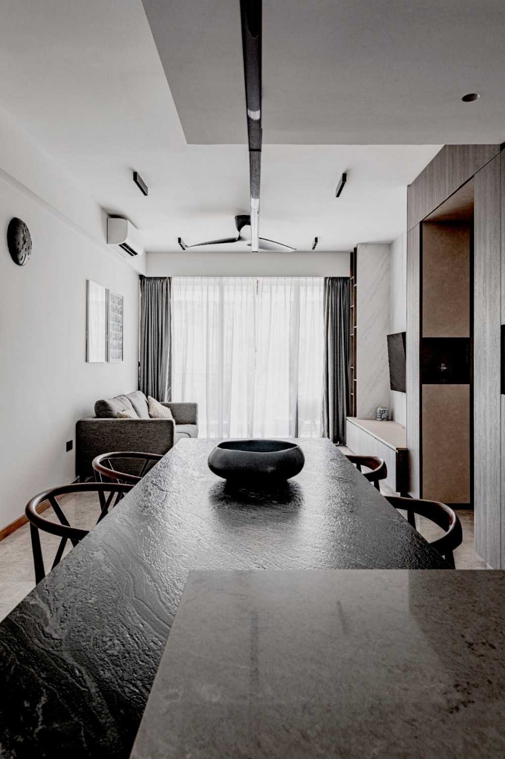 Modern Living Room with TV Console and Feature Wall
