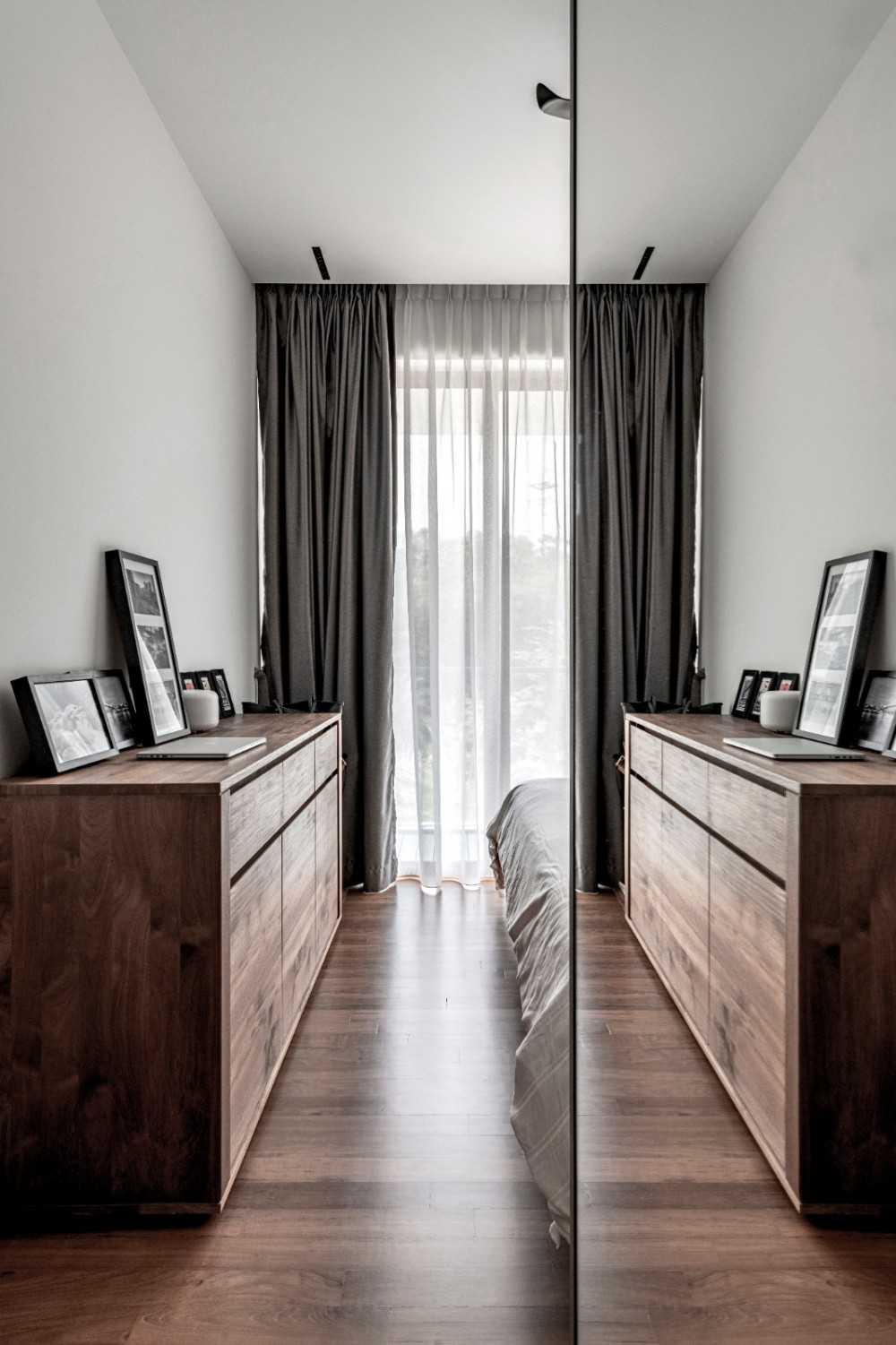 Modern Bedroom with Vinyl Flooring and Wood Flooring