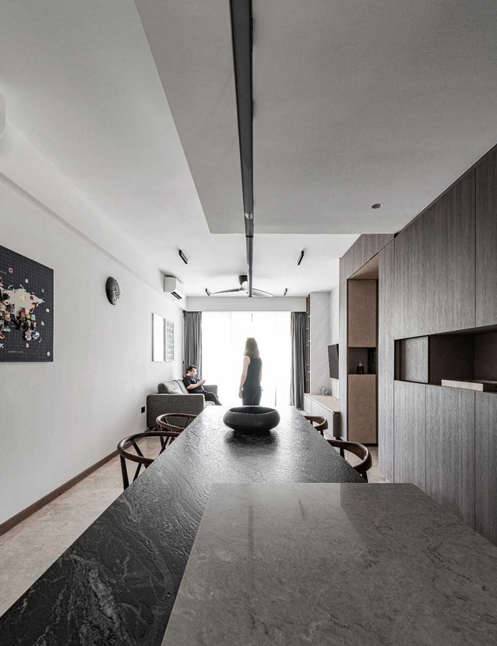 Modern Dining Room with Cove Lighting and Ceiling Light