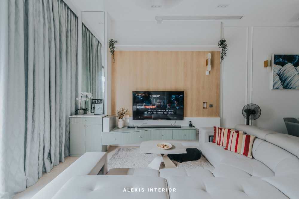 Contemporary Living Room with TV Console and Feature Wall