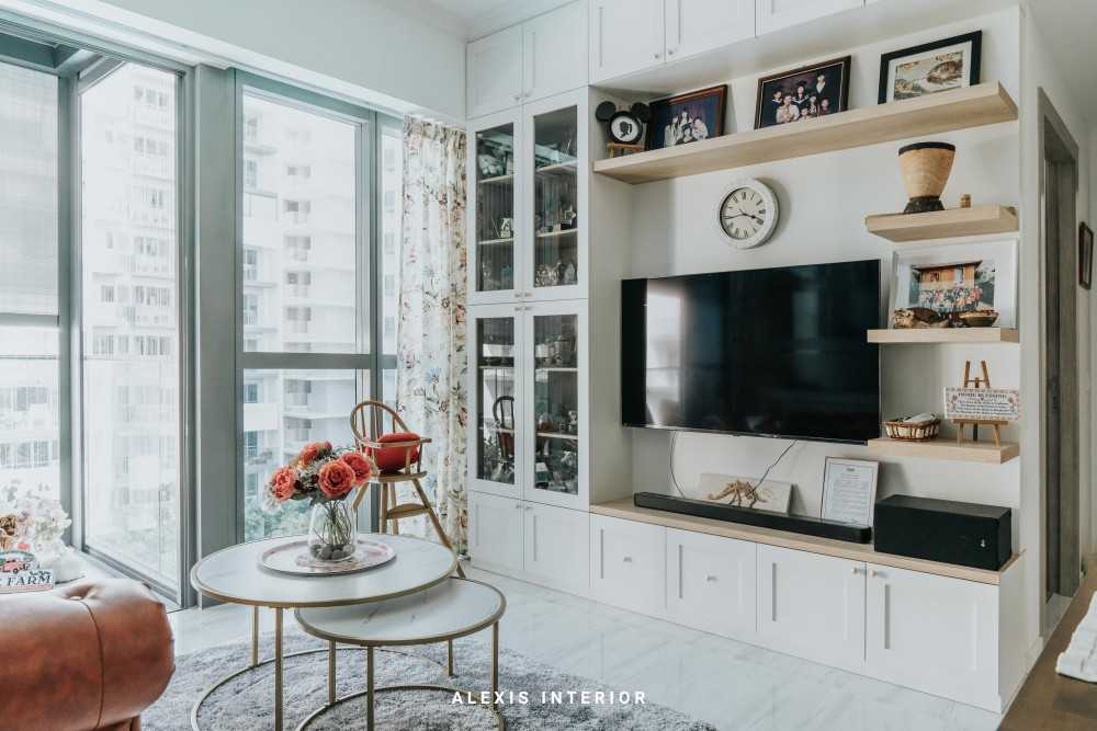 Country Living Room with Bookshelf and TV Console