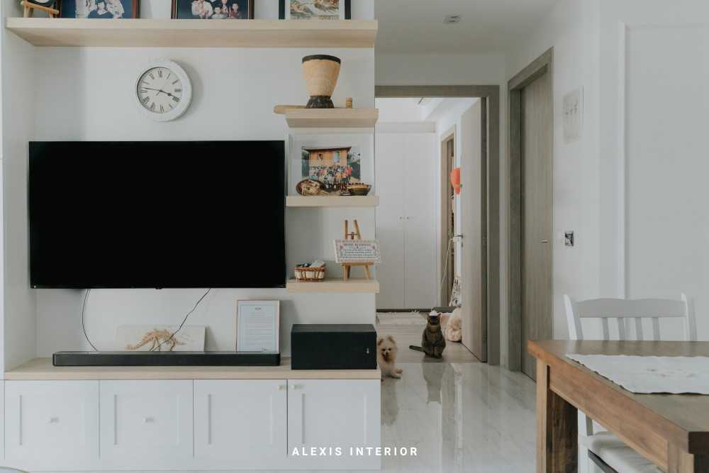 Country Living Room with Bookshelf and TV Console
