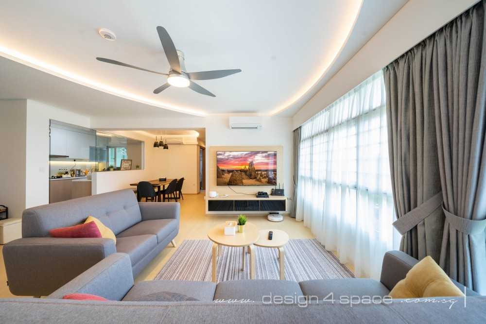 Contemporary Living Room with TV Console and Feature Wall