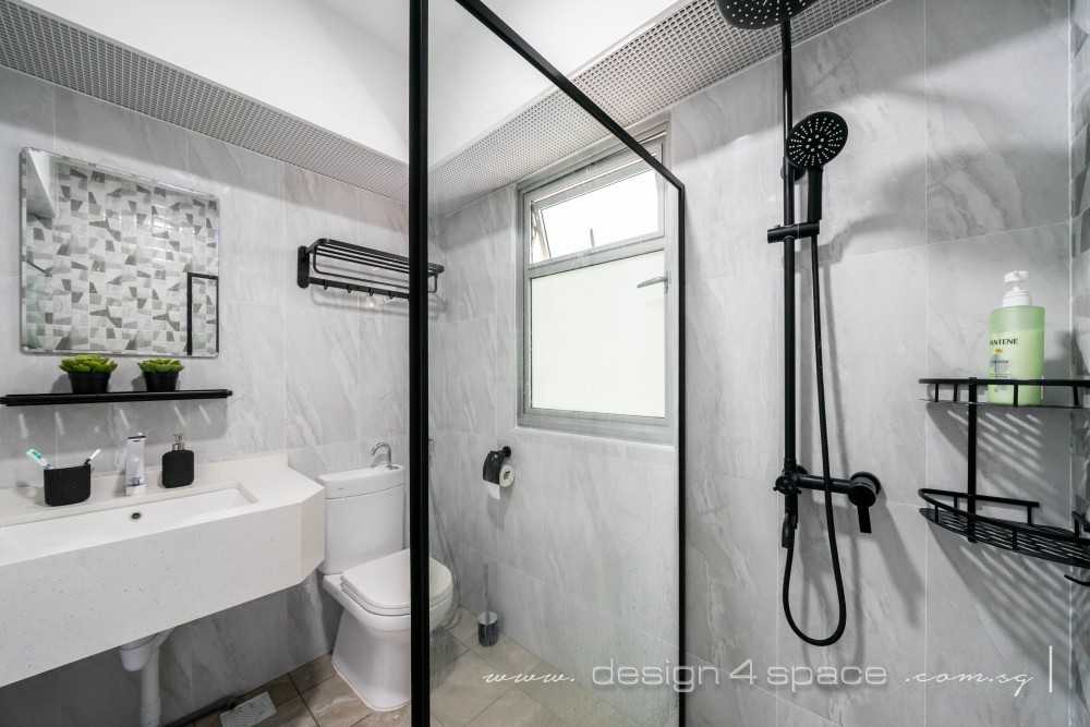 Contemporary Bathroom with Mirror and Shower Screen