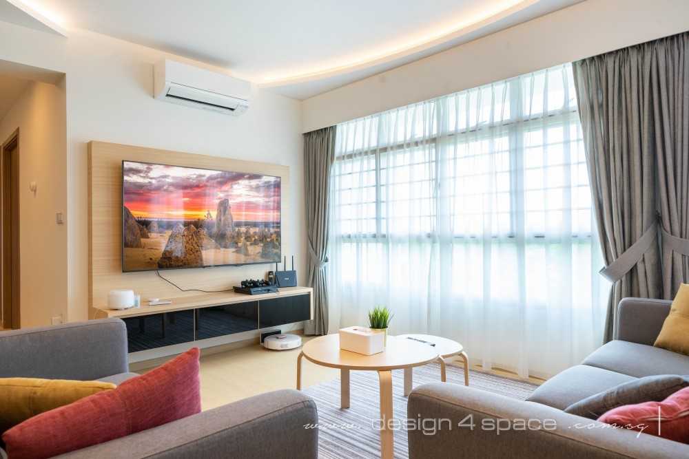 Contemporary Living Room with TV Console and Feature Wall