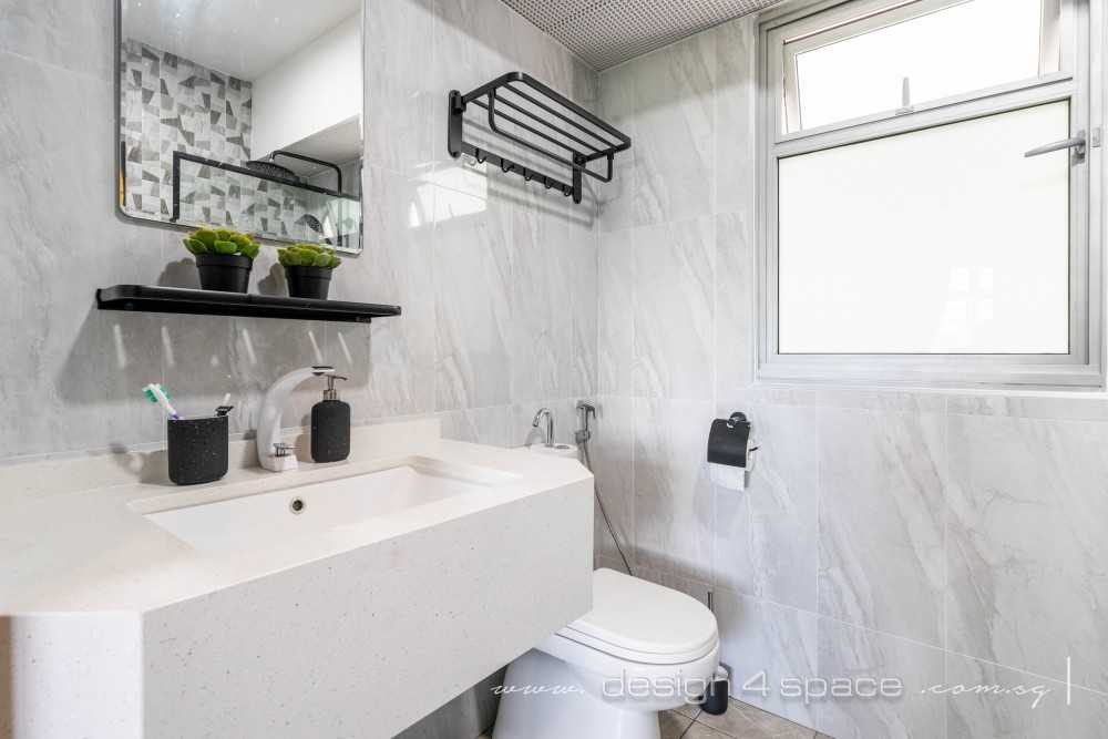 Contemporary Bathroom with Countertop and Mirror