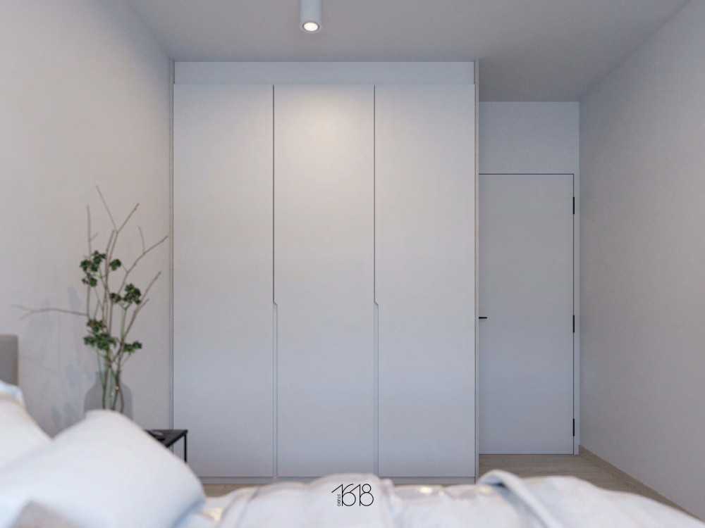 Scandinavian Bedroom with Vinyl Flooring and Wardrobe