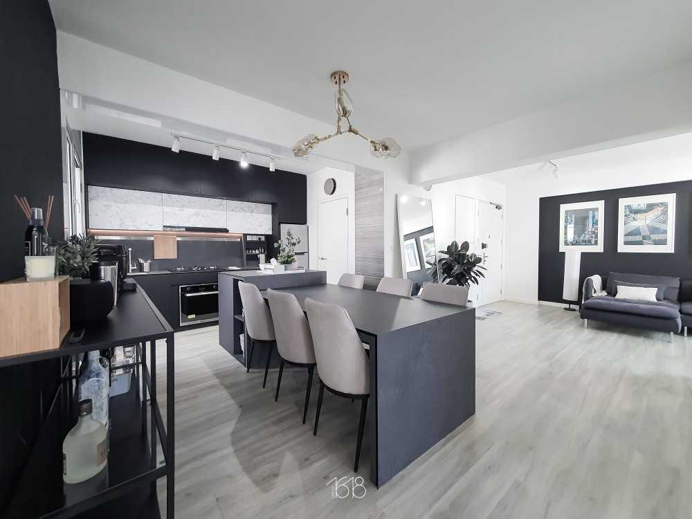 Minimalist Kitchen with Countertop and Vinyl Flooring