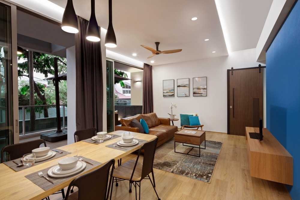 Contemporary Living Room with TV Console and Sofa