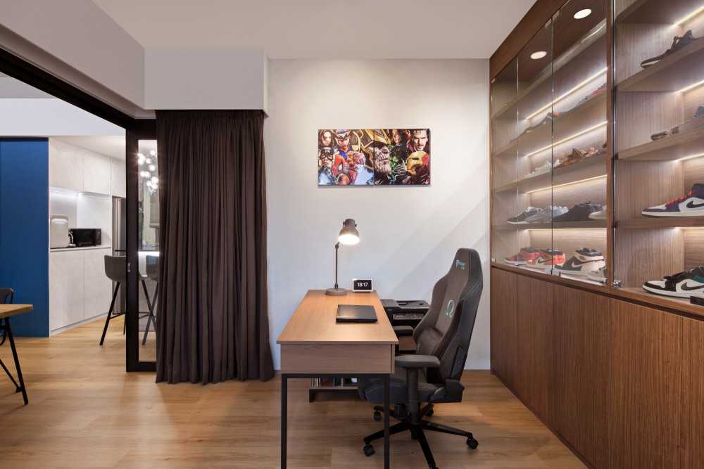 Contemporary Study with Cove Lighting and Desk