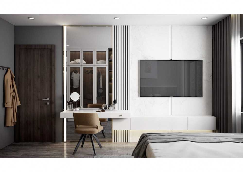 Modern Bedroom with Built-in Bed and Closet