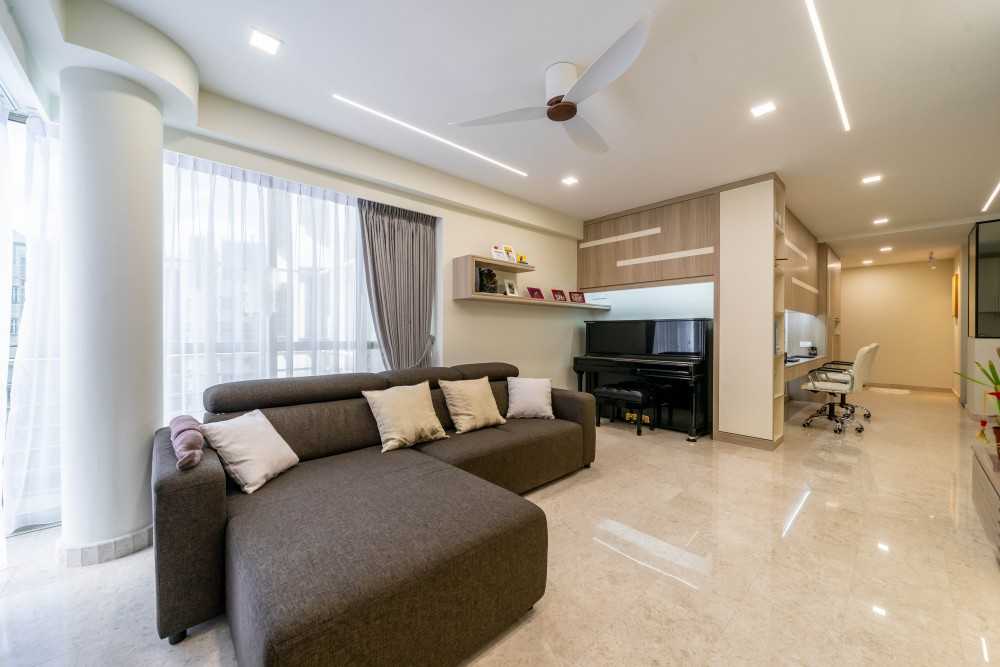 Contemporary Living Room with TV Console and Feature Wall