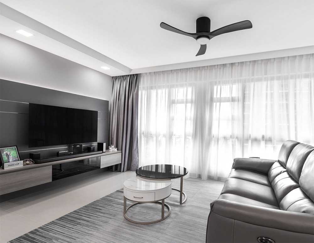 Modern Living Room with TV Console and Downlights